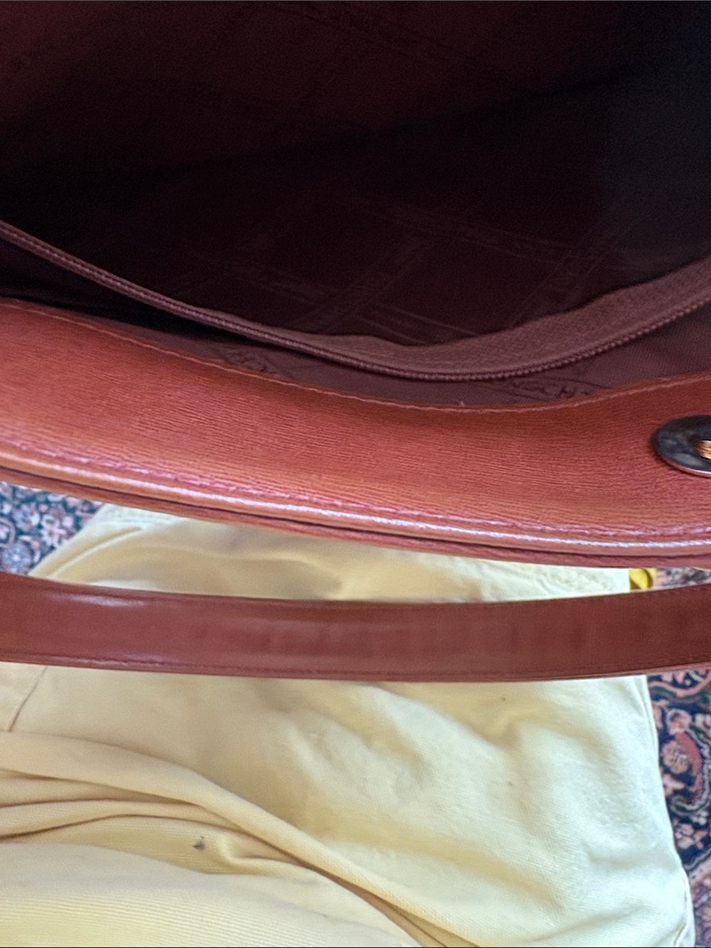 Longchamp Vintage Roseau Cognac Leather Shoulder Bag with Toggle Closure - Picture 6 of 7
